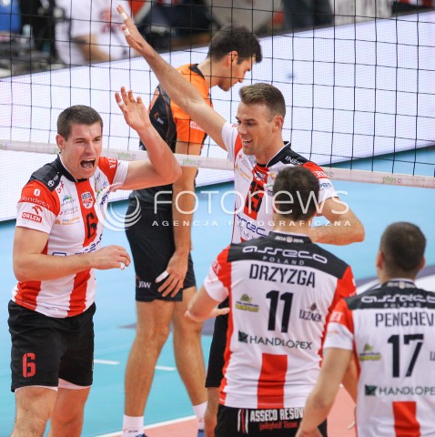  18.10.2014 RZESZOW<br />SIATKOWKA PLUSLIGA 2014/2015 MEN VOLLEYBALL POLAND POLISH PLUS LIGA LEAGUE SEASON 2014/2015<br />MECZ ASSECO RESOVIA - JASTRZEBSKI WEGIEL<br />N/Z DAWID KONARSKI RUSSELL HOLMES RADOSC EMOCJE <br /> 
