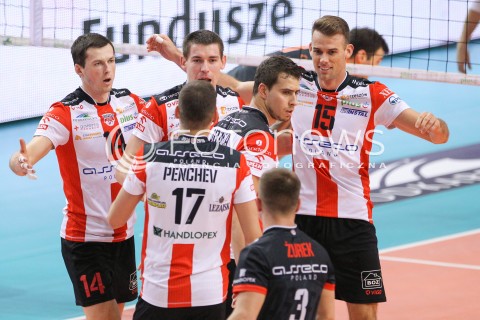  18.10.2014 RZESZOW<br />SIATKOWKA PLUSLIGA 2014/2015 MEN VOLLEYBALL POLAND POLISH PLUS LIGA LEAGUE SEASON 2014/2015<br />MECZ ASSECO RESOVIA - JASTRZEBSKI WEGIEL<br />N/Z RAFAL BUSZEK DAWID KONARSKI FABIAN DRZYZGA RUSSELL HOLMES RADOSC EMOCJE <br /> 