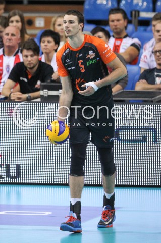 18.10.2014 RZESZOW<br />SIATKOWKA PLUSLIGA 2014/2015 MEN VOLLEYBALL POLAND POLISH PLUS LIGA LEAGUE SEASON 2014/2015<br />MECZ ASSECO RESOVIA - JASTRZEBSKI WEGIEL<br />N/Z ALEN PAJENK SYLWETKA <br /> 