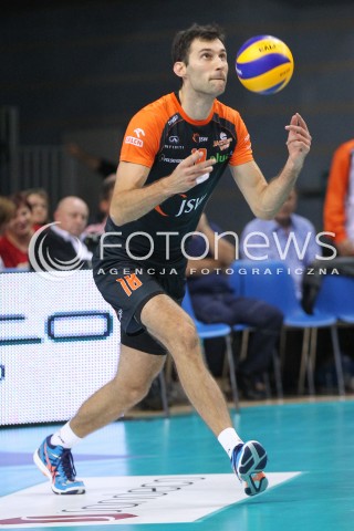  18.10.2014 RZESZOW<br />SIATKOWKA PLUSLIGA 2014/2015 MEN VOLLEYBALL POLAND POLISH PLUS LIGA LEAGUE SEASON 2014/2015<br />MECZ ASSECO RESOVIA - JASTRZEBSKI WEGIEL<br />N/Z GRZEGORZ KOSOK SYLWETKA <br /> 