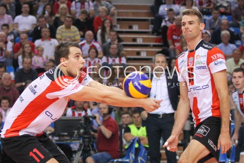  18.10.2014 RZESZOW<br />SIATKOWKA PLUSLIGA 2014/2015 MEN VOLLEYBALL POLAND POLISH PLUS LIGA LEAGUE SEASON 2014/2015<br />MECZ ASSECO RESOVIA - JASTRZEBSKI WEGIEL<br />N/Z FABIAN DRZYZGA RUSSELL HOLMES <br /> 