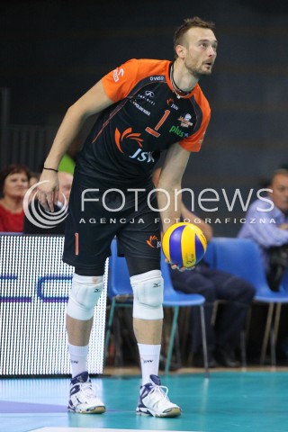  18.10.2014 RZESZOW<br />SIATKOWKA PLUSLIGA 2014/2015 MEN VOLLEYBALL POLAND POLISH PLUS LIGA LEAGUE SEASON 2014/2015<br />MECZ ASSECO RESOVIA - JASTRZEBSKI WEGIEL<br />N/Z MICHAL LASKO SYLWETKA <br /> 