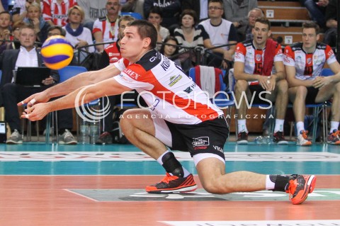  18.10.2014 RZESZOW<br />SIATKOWKA PLUSLIGA 2014/2015 MEN VOLLEYBALL POLAND POLISH PLUS LIGA LEAGUE SEASON 2014/2015<br />MECZ ASSECO RESOVIA - JASTRZEBSKI WEGIEL<br />N/Z DAWID KONARSKI SYLWETKA <br /> 