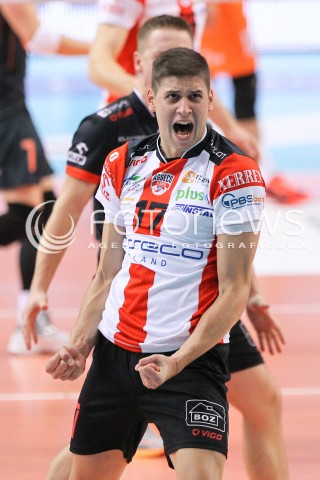  18.10.2014 RZESZOW<br />SIATKOWKA PLUSLIGA 2014/2015 MEN VOLLEYBALL POLAND POLISH PLUS LIGA LEAGUE SEASON 2014/2015<br />MECZ ASSECO RESOVIA - JASTRZEBSKI WEGIEL<br />N/Z NIKOLAY PENCZEV ( PENCHEV ) SYLWETKA RADOSC EMOCJE <br /> 