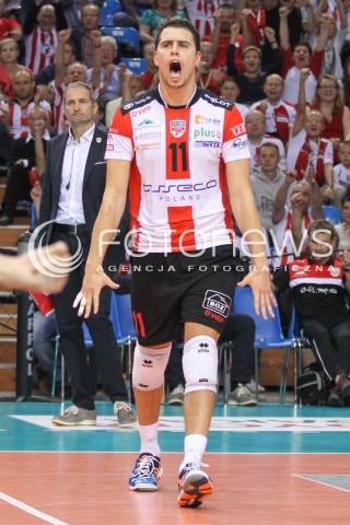  18.10.2014 RZESZOW<br />SIATKOWKA PLUSLIGA 2014/2015 MEN VOLLEYBALL POLAND POLISH PLUS LIGA LEAGUE SEASON 2014/2015<br />MECZ ASSECO RESOVIA - JASTRZEBSKI WEGIEL<br />N/Z FABIAN DRZYZGA SYLWETKA RADOSC EMOCJE <br /> 