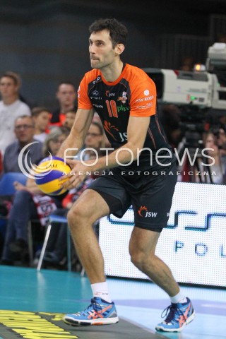  18.10.2014 RZESZOW<br />SIATKOWKA PLUSLIGA 2014/2015 MEN VOLLEYBALL POLAND POLISH PLUS LIGA LEAGUE SEASON 2014/2015<br />MECZ ASSECO RESOVIA - JASTRZEBSKI WEGIEL<br />N/Z GRZEGORZ KOSOK SYLWETKA <br /> 