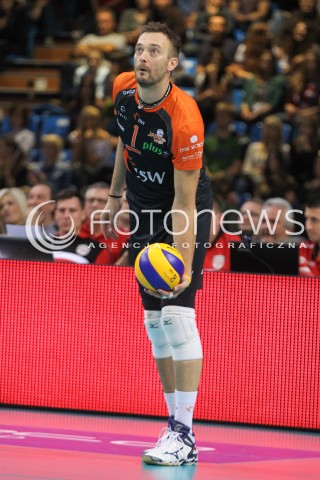 18.10.2014 RZESZOW<br />SIATKOWKA PLUSLIGA 2014/2015 MEN VOLLEYBALL POLAND POLISH PLUS LIGA LEAGUE SEASON 2014/2015<br />MECZ ASSECO RESOVIA - JASTRZEBSKI WEGIEL<br />N/Z MICHAL LASKO SYLWETKA <br /> 