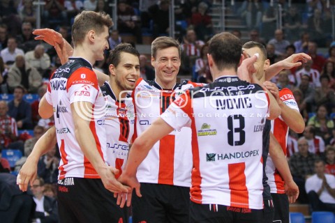  25.10.2014 RZESZOW<br />SIATKOWKA PLUSLIGA 2014/2015 MEN VOLLEYBALL POLAND POLISH PLUS LIGA LEAGUE SEASON 2014/2015<br />MECZ ASSECO RESOVIA - INDYKPOL AZS OLSZTYN<br />N/Z JOCHEN SCHOPS FABIAN DRZYZGA PIOTR NOWAKOWSKI RADOSC EMOCJE <br /> 
