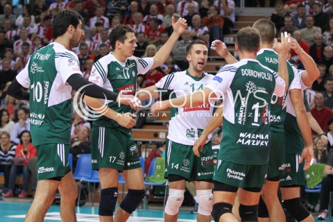  25.10.2014 RZESZOW<br />SIATKOWKA PLUSLIGA 2014/2015 MEN VOLLEYBALL POLAND POLISH PLUS LIGA LEAGUE SEASON 2014/2015<br />MECZ ASSECO RESOVIA - INDYKPOL AZS OLSZTYN<br />N/Z FRANTISEK OGURCAK MICHAL POTERA RADOSC EMOCJE <br /> 