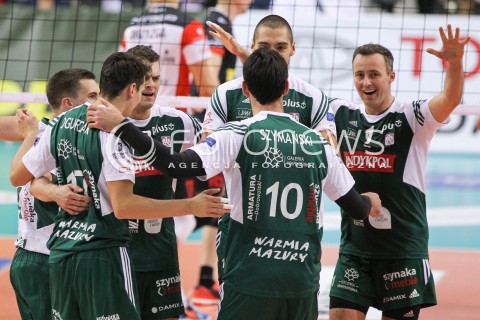  25.10.2014 RZESZOW<br />SIATKOWKA PLUSLIGA 2014/2015 MEN VOLLEYBALL POLAND POLISH PLUS LIGA LEAGUE SEASON 2014/2015<br />MECZ ASSECO RESOVIA - INDYKPOL AZS OLSZTYN<br />N/Z PIOTR HAIN MACIEJ DOBROWOLSKI RADOSC EMOCJE <br /> 