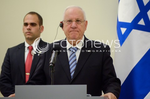  28.10.2014 WARSZAWA WIZYTA PREZYDENTA IZRAELA W POLSCE N/Z OSWIADCZENIA PREZYDENT IZRAELA REUWEN RIWLIN  