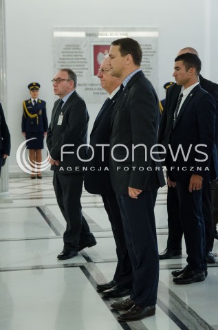  29.10.2014 WARSZAWA WIZYTA PREZYDENTA IZRAELA W POLSCE N/Z SEJM MARSZALEK SEJMU RADOSLAW SIKORSKI PREZYDENT IZRAELA REUWEN RIWLIN  