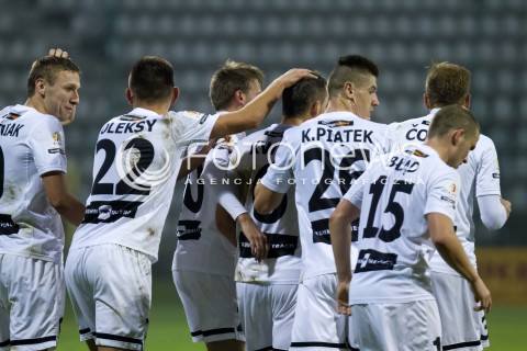  31.10.2014 LODZ PILKA NOZNA POLSKA PIERWSZA LIGA SEZON 2014/2015 FOOTBALL POLISH  WIDZEW LODZ - ZAGLEBIE LUBIN N/Z GOL RADOSC ALEKSANDER KWIEK  