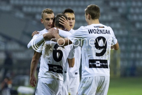  31.10.2014 LODZ PILKA NOZNA POLSKA PIERWSZA LIGA SEZON 2014/2015 FOOTBALL POLISH  WIDZEW LODZ - ZAGLEBIE LUBIN N/Z GOL RADOSC ALEKSANDER KWIEK  