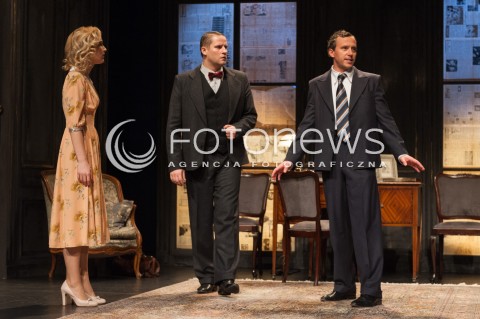  03.11.2014 WARSZAWA TEATR POLONIA<br />PROBA MEDIALNA SPEKTAKLU KOLACJA KANIBALI<br />N/Z ALEKSANDRA DOMANSKA ANDRZEJ DESKUR<br /> 