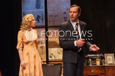  03.11.2014 WARSZAWA TEATR POLONIA<br />PROBA MEDIALNA SPEKTAKLU KOLACJA KANIBALI<br />N/Z ALEKSANDRA DOMANSKA ANDRZEJ DESKUR<br /> 