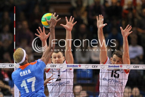  04.11.2014 RZESZOW POLAND<br />SIATKOWKA LIGA MISTRZOW MEN CEV VOLLEYBALL CHAMPIONS LEAGUE 2014/2015 <br />MATCH ASSECO RESOVIA - BUDVANSKA RIVIJERA BUDVA <br />N/Z PAUL LOTMAN RUSSELL HOLMES <br /> 