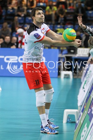  04.11.2014 RZESZOW POLAND<br />SIATKOWKA LIGA MISTRZOW MEN CEV VOLLEYBALL CHAMPIONS LEAGUE 2014/2015 <br />MATCH ASSECO RESOVIA - BUDVANSKA RIVIJERA BUDVA <br />N/Z FABIAN DRZYZGA SYLWETKA <br /> 