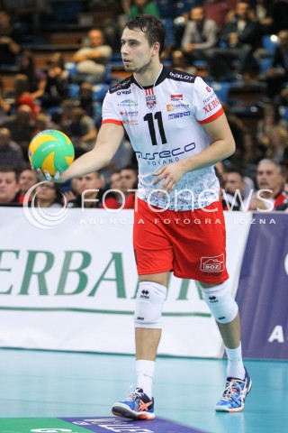  04.11.2014 RZESZOW POLAND<br />SIATKOWKA LIGA MISTRZOW MEN CEV VOLLEYBALL CHAMPIONS LEAGUE 2014/2015 <br />MATCH ASSECO RESOVIA - BUDVANSKA RIVIJERA BUDVA <br />N/Z FABIAN DRZYZGA SYLWETKA <br /> 