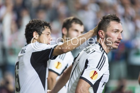  06.11.2014 WARSZAWA <br />
PILKA NOZNA SEZON 2014/2015 FOOTBALL POLISH <br />
MECZ LEGIA WARSZAWA - METALIST CHARKOW <br />
N/Z GUILHERME MAREK SAGANOWSKI RADOSC BRAMKA GOL<br />
  