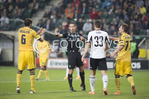  06.11.2014 WARSZAWA <br />
PILKA NOZNA SEZON 2014/2015 FOOTBALL POLISH <br />
MECZ LEGIA WARSZAWA - METALIST CHARKOW <br />
N/Z SEDZIA MARCO TORSIGLIERI MICHAL ZYRO VASYL KOBIN<br />
  