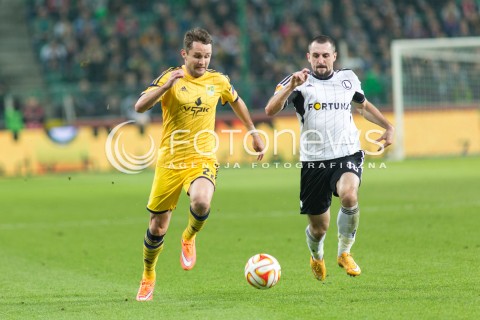  06.11.2014 WARSZAWA <br />PILKA NOZNA SEZON 2014/2015 FOOTBALL POLISH <br />MECZ LEGIA WARSZAWA - METALIST CHARKOW <br />N/Z DENYS KULAKOV MICHAL KUCHARCZYK<br />  