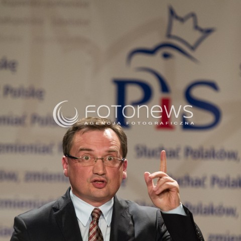  12.11.2014 RZESZOW <br />KONWENCJA WYBORCZA PIS NA PODKARPACIU<br />N/Z ZBIGNIEW ZIOBRO LOGO PIS<br /> 