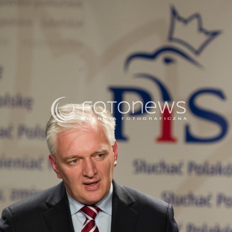  12.11.2014 RZESZOW <br />KONWENCJA WYBORCZA PIS NA PODKARPACIU<br />N/Z JAROSLAW GOWIN LOGO PIS<br /> 