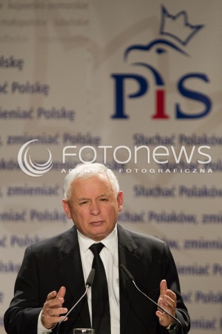  12.11.2014 RZESZOW <br />KONWENCJA WYBORCZA PIS NA PODKARPACIU<br />N/Z JAROSLAW KACZYNSKI LOGO PIS<br /> 