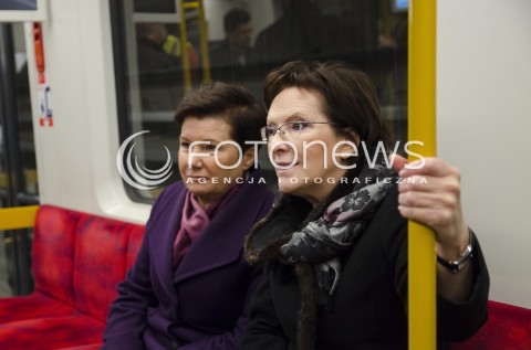  14.11.2014 WARSZAWA <br />PREMIER RP EWA KOPACZ ORAZ PREZYDENT WARSZAWY HANNA GRONKIEWICZ WALTZ ZWIEDZAJA DRUGA LINIE METRA <br />N/Z PREMIER EWA KOPACZ PREZYDENT WARSZAWY HANNA GRONKIEWICZ WALTZ<br />  
