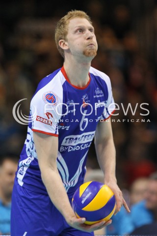  15.11.2014 RZESZOW <br />SIATKOWKA PLUS LIGA 2014/2015 MEN VOLLEYBALL POLAND POLISH PLUSLIGA LEAGUE SEASON 2014/2015 <br />MECZ ASSECO RESOVIA RZESZOW - TRANSFER BYDGOSZCZ<br />N/Z JAKUB JAROSZ SYLWETKA <br /> 