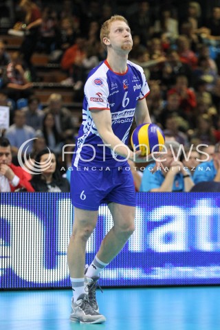  15.11.2014 RZESZOW <br />SIATKOWKA PLUS LIGA 2014/2015 MEN VOLLEYBALL POLAND POLISH PLUSLIGA LEAGUE SEASON 2014/2015 <br />MECZ ASSECO RESOVIA RZESZOW - TRANSFER BYDGOSZCZ<br />N/Z JAKUB JAROSZ SYLWETKA <br /> 