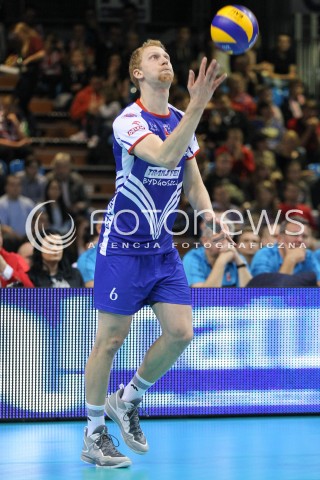  15.11.2014 RZESZOW <br />SIATKOWKA PLUS LIGA 2014/2015 MEN VOLLEYBALL POLAND POLISH PLUSLIGA LEAGUE SEASON 2014/2015 <br />MECZ ASSECO RESOVIA RZESZOW - TRANSFER BYDGOSZCZ<br />N/Z JAKUB JAROSZ SYLWETKA <br /> 