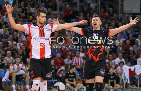  15.11.2014 RZESZOW <br />SIATKOWKA PLUS LIGA 2014/2015 MEN VOLLEYBALL POLAND POLISH PLUSLIGA LEAGUE SEASON 2014/2015 <br />MECZ ASSECO RESOVIA RZESZOW - TRANSFER BYDGOSZCZ<br />N/Z FABIAN DRZYZGA KRZYSZTOF IGNACZAK RADOSC EMOCJE <br /> 