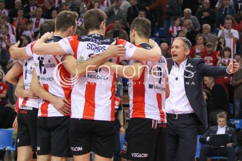  15.11.2014 RZESZOW <br />SIATKOWKA PLUS LIGA 2014/2015 MEN VOLLEYBALL POLAND POLISH PLUSLIGA LEAGUE SEASON 2014/2015 <br />MECZ ASSECO RESOVIA RZESZOW - TRANSFER BYDGOSZCZ<br />N/Z ANDRZEJ KOWAL - TRENER ( HEAD COACH ) RADOSC EMOCJE WYGRANA<br /> 