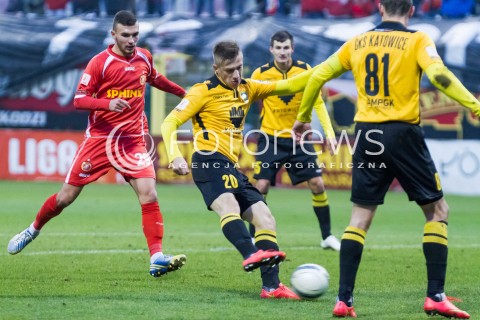  22.11.2014 LODZ PILKA NOZNA POLSKA PIERWSZA LIGA SEZON 2014/2015 FOOTBALL POLISH  WIDZEW LODZ - GKS KATOWICE N/Z SLAWOMIR DUDA GOL AKCJA  