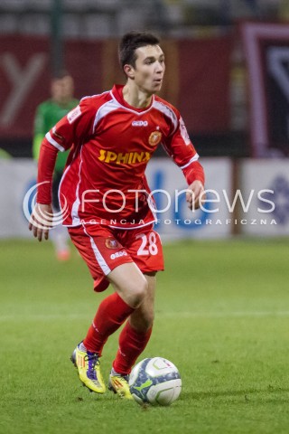  22.11.2014 LODZ PILKA NOZNA POLSKA PIERWSZA LIGA SEZON 2014/2015 FOOTBALL POLISH  WIDZEW LODZ - GKS KATOWICE N/Z SYLWETKA MARCIN KOZLOWSKI  