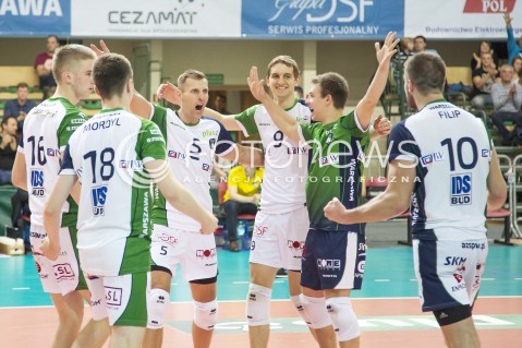  22.11.2014 WARSZAWA POLAND<br />SIATKOWKA PLUS LIGA 2014/2015 MEN VOLLEYBALL<br />ARENA URSYNOW <br />MECZ AZS POLITECHNIKA WARSZAWSKA - MKS BANIMEX BEDZIN <br />N/Z RADOSC AZS PAWEL MIKOLAJCZAK BARTLOMIEJ MORDYL PIOTR LIPINSKI KRZYSZTOF BIENKOWSKI MACIEJ OLENDEREK MICHAL FILIP<br /> 