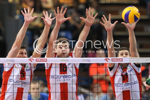  26.11.2014 RZESZOW <br />SIATKOWKA PLUS LIGA 2014/2015 MEN VOLLEYBALL POLAND POLISH PLUSLIGA LEAGUE SEASON 2014/2015 <br />MECZ ASSECO RESOVIA RZESZOW - AZS CZESTOCHOWA<br />N/Z LUKAS TICHACEK DAWID DRYJA NIKOLAY PENCZEV ( PENCHEV ) <br /> 