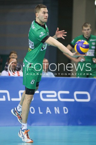  26.11.2014 RZESZOW <br />SIATKOWKA PLUS LIGA 2014/2015 MEN VOLLEYBALL POLAND POLISH PLUSLIGA LEAGUE SEASON 2014/2015 <br />MECZ ASSECO RESOVIA RZESZOW - AZS CZESTOCHOWA<br />N/Z BARTOSZ JANECZEK SYLWETKA <br /> 