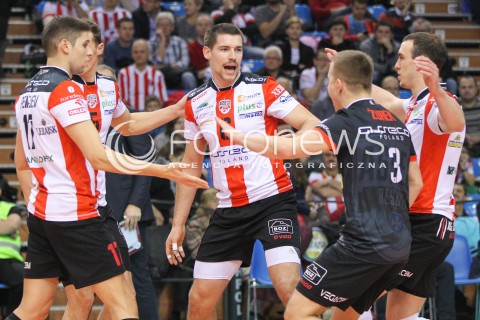  26.11.2014 RZESZOW <br />SIATKOWKA PLUS LIGA 2014/2015 MEN VOLLEYBALL POLAND POLISH PLUSLIGA LEAGUE SEASON 2014/2015 <br />MECZ ASSECO RESOVIA RZESZOW - AZS CZESTOCHOWA<br />N/Z DAWID KONARSKI MARKO IVOVIC RADOSC EMOCJE <br /> 