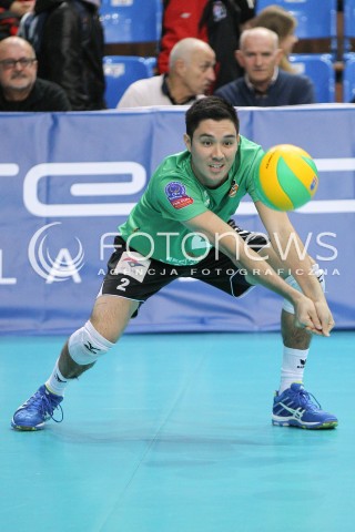  04.12.2014 RZESZOW POLAND <br />SIATKOWKA LIGA MISTRZOW MEN CEV VOLLEYBALL CHAMPIONS LEAGUE 2013 <br />MATCH ASSECO RESOVIA -  BERLIN RECYCLING VOLLEYS<br />N/Z ERIK SHOJI SYLWETKA <br /> 