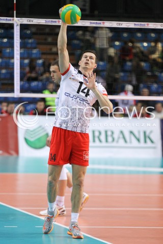  04.12.2014 RZESZOW POLAND <br />SIATKOWKA LIGA MISTRZOW MEN CEV VOLLEYBALL CHAMPIONS LEAGUE 2013 <br />MATCH ASSECO RESOVIA -  BERLIN RECYCLING VOLLEYS<br />N/Z RAFAL BUSZEK SYLWETKA <br /> 