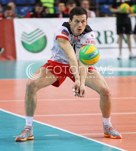  04.12.2014 RZESZOW POLAND <br />SIATKOWKA LIGA MISTRZOW MEN CEV VOLLEYBALL CHAMPIONS LEAGUE 2013 <br />MATCH ASSECO RESOVIA -  BERLIN RECYCLING VOLLEYS<br />N/Z RAFAL BUSZEK SYLWETKA <br /> 