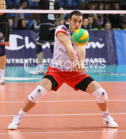  04.12.2014 RZESZOW POLAND <br />SIATKOWKA LIGA MISTRZOW MEN CEV VOLLEYBALL CHAMPIONS LEAGUE 2013 <br />MATCH ASSECO RESOVIA -  BERLIN RECYCLING VOLLEYS<br />N/Z MARKO IVOVIC SYLWETKA <br /> 