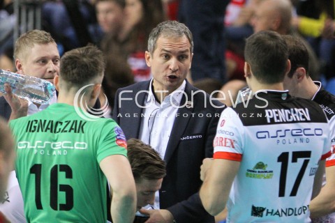  04.12.2014 RZESZOW POLAND <br />SIATKOWKA LIGA MISTRZOW MEN CEV VOLLEYBALL CHAMPIONS LEAGUE 2013 <br />MATCH ASSECO RESOVIA -  BERLIN RECYCLING VOLLEYS<br />N/Z ANDRZEJ KOWAL - TRENER ( HEAD COACH ) <br /> 