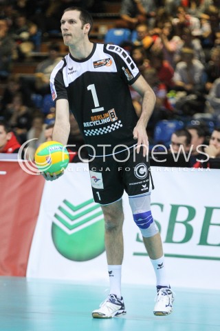  04.12.2014 RZESZOW POLAND <br />SIATKOWKA LIGA MISTRZOW MEN CEV VOLLEYBALL CHAMPIONS LEAGUE 2013 <br />MATCH ASSECO RESOVIA -  BERLIN RECYCLING VOLLEYS<br />N/Z SCOTT TOUZINSKY SYLWETKA <br /> 