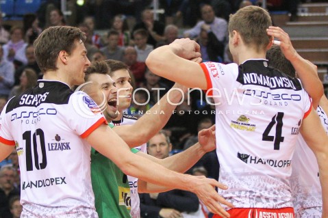  04.12.2014 RZESZOW POLAND <br />SIATKOWKA LIGA MISTRZOW MEN CEV VOLLEYBALL CHAMPIONS LEAGUE 2013 <br />MATCH ASSECO RESOVIA -  BERLIN RECYCLING VOLLEYS<br />N/Z KRZYSZTOF IGNACZAK RADOSC EMOCJE <br /> 