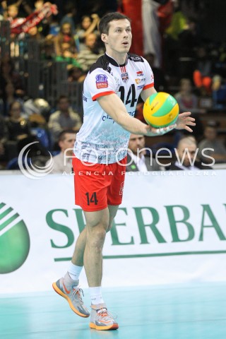  04.12.2014 RZESZOW POLAND <br />SIATKOWKA LIGA MISTRZOW MEN CEV VOLLEYBALL CHAMPIONS LEAGUE 2013 <br />MATCH ASSECO RESOVIA -  BERLIN RECYCLING VOLLEYS<br />N/Z RAFAL BUSZEK SYLWETKA <br /> 