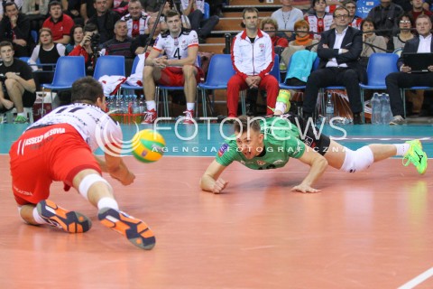  04.12.2014 RZESZOW POLAND <br />SIATKOWKA LIGA MISTRZOW MEN CEV VOLLEYBALL CHAMPIONS LEAGUE 2013 <br />MATCH ASSECO RESOVIA -  BERLIN RECYCLING VOLLEYS<br />N/Z KRZYSZTOF IGNACZAK FABIAN DRZYZGA <br /> 